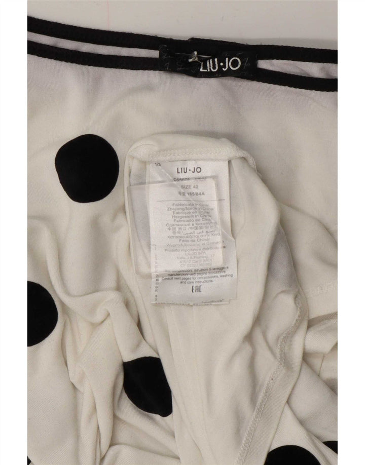 Liu Jo Dame Top Langærmet IT 42 Medium White Polka Dot Viscose