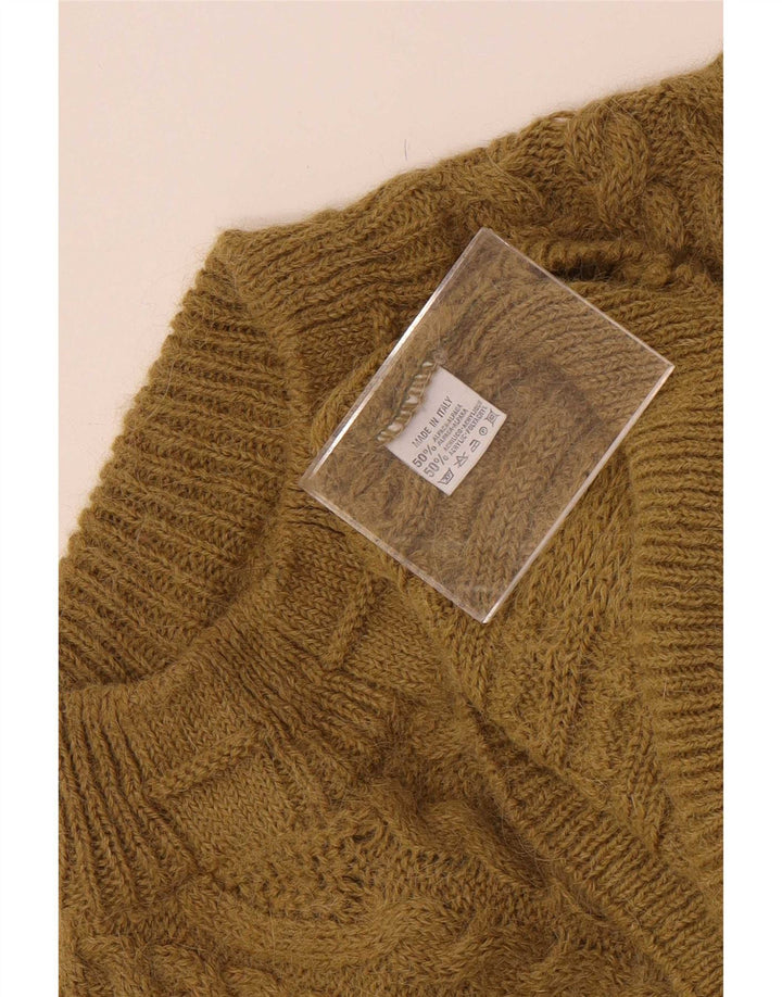 Vintage Herre Turtle Neck Jumper Sweater Small Khaki Alpaca Uld