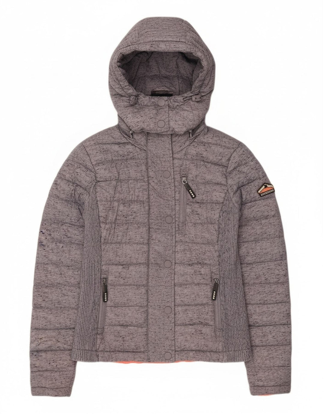 Superdry Polstret hættejakke til kvinder UK 8 XS Grå Colourblock Polyester