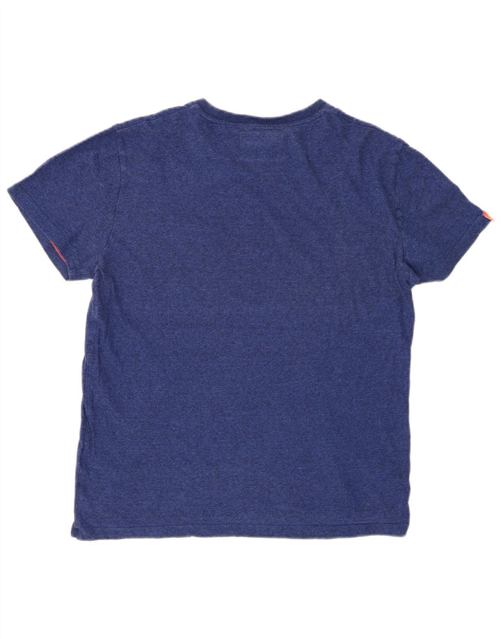 SUPERDRY Herren T-Shirt-Oberteil aus mittelblau gesprenkelter Baumwolle