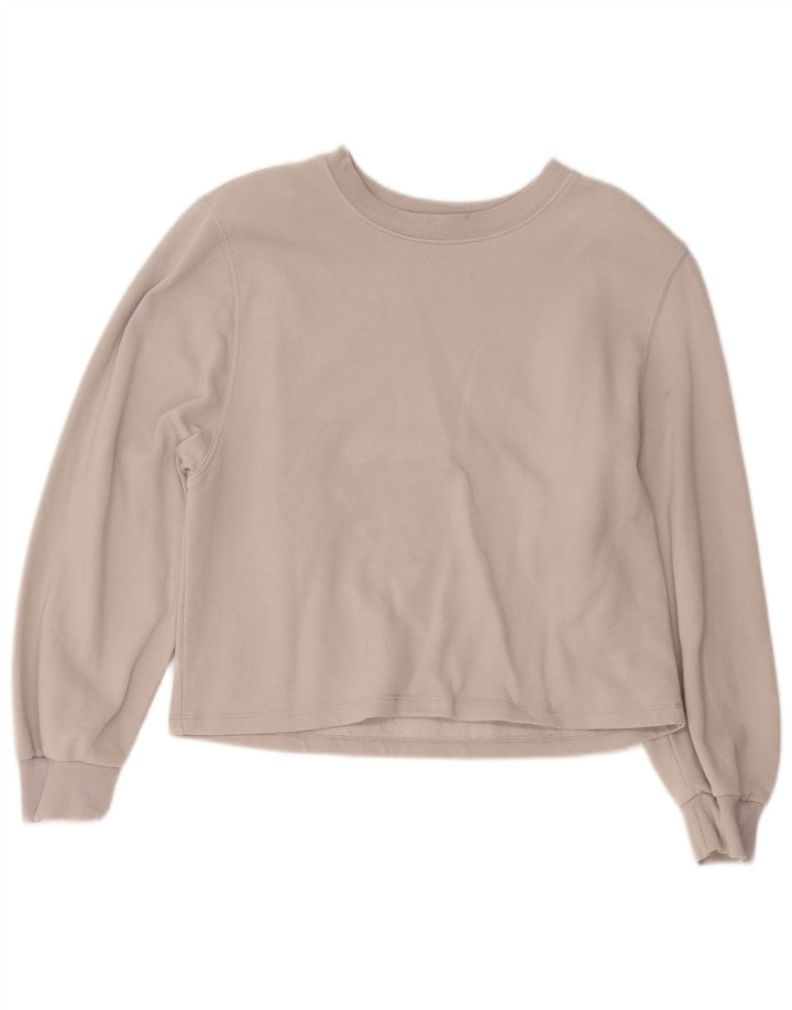 Zara Womens Crop Sweatshirt Jumper UK 14 Medium Grey Cotton