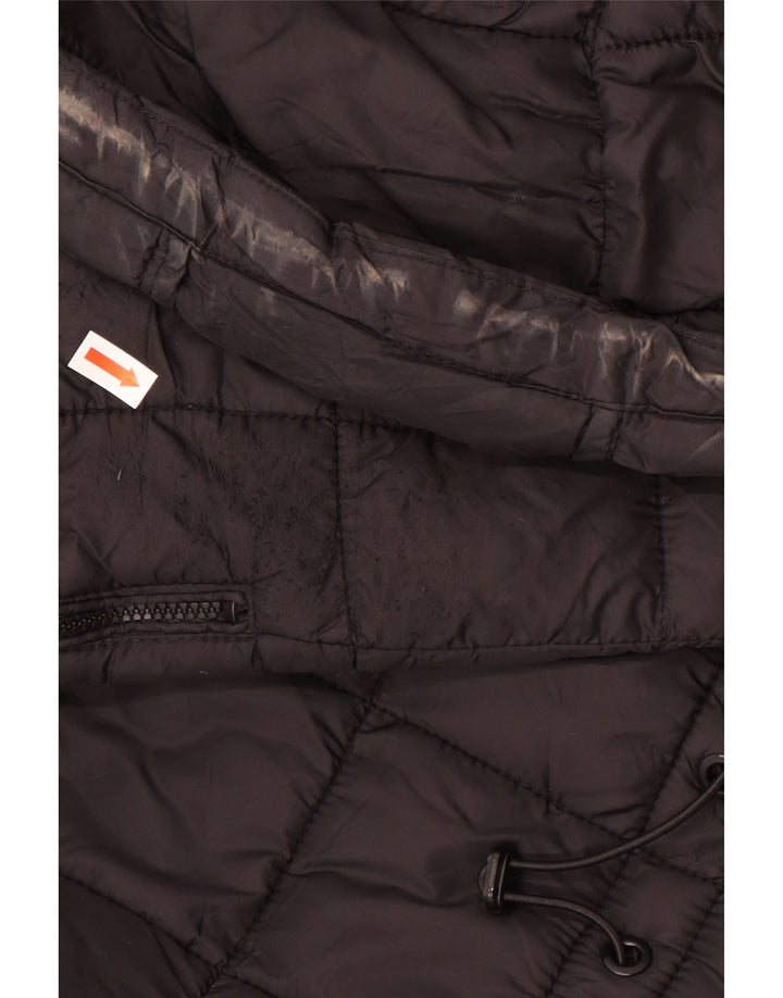 ZARA Womens Hooded Padded Coat UK 16 Large Black Polyester