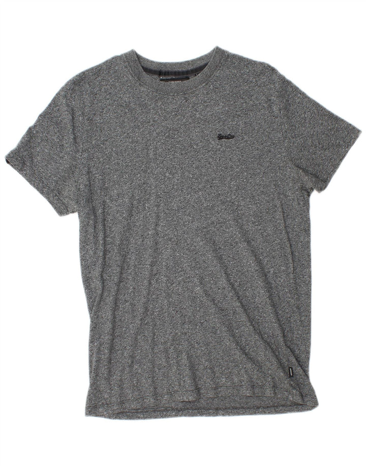 Superdry Mens T-Shirt Top Medium Grey Flecked Cotton