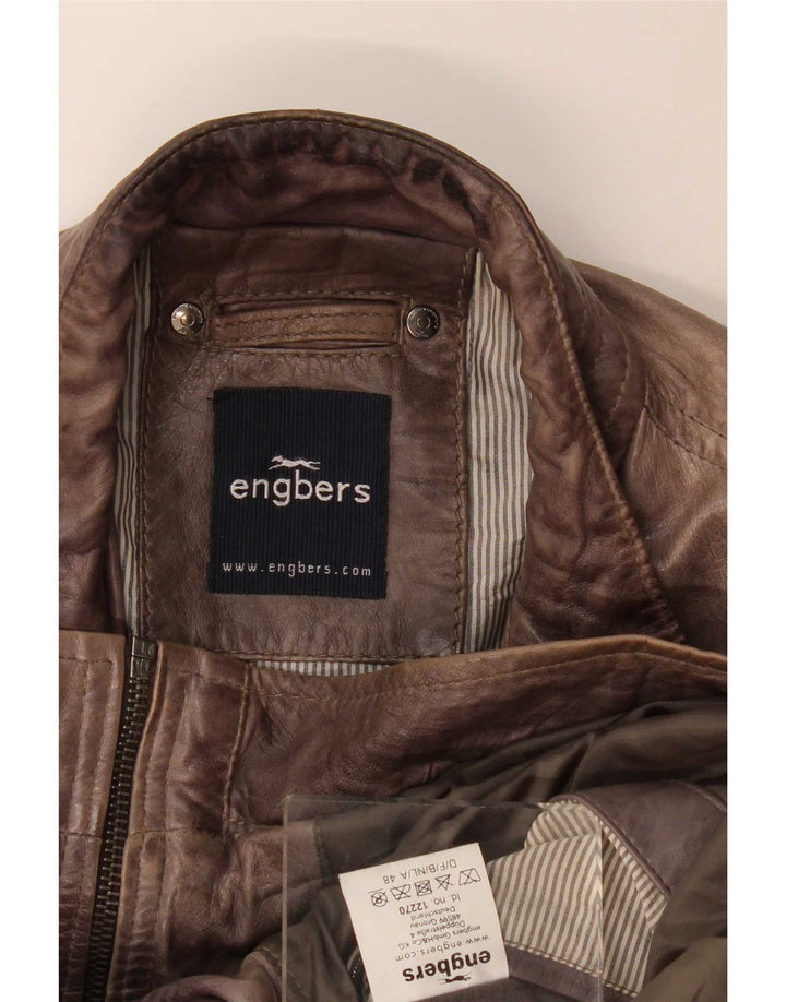 Jaqueta de couro masculina Engbers IT 48 cinza médio