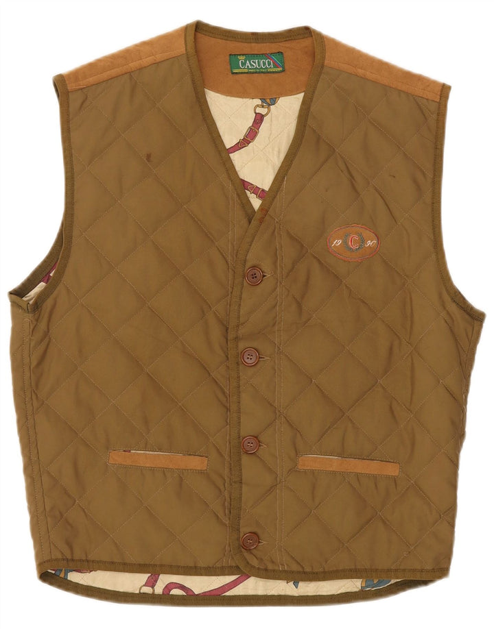 Casucci Herre Quiltet Gilet UK 36 Small Khaki Polyester