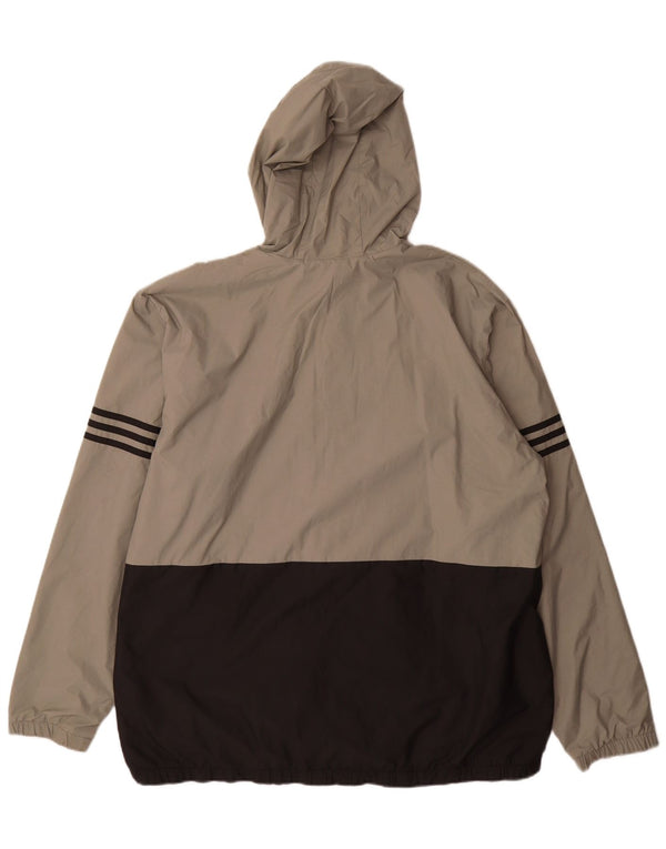 Мужская дождевик Adidas с капюшоном UK 42 XL Серый полиамид с цветными блоками