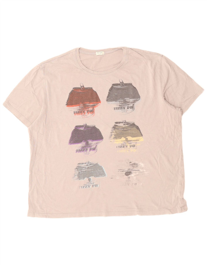 PAUL SMITH Mens Graphic T-Shirt Top Large Grey Cotton