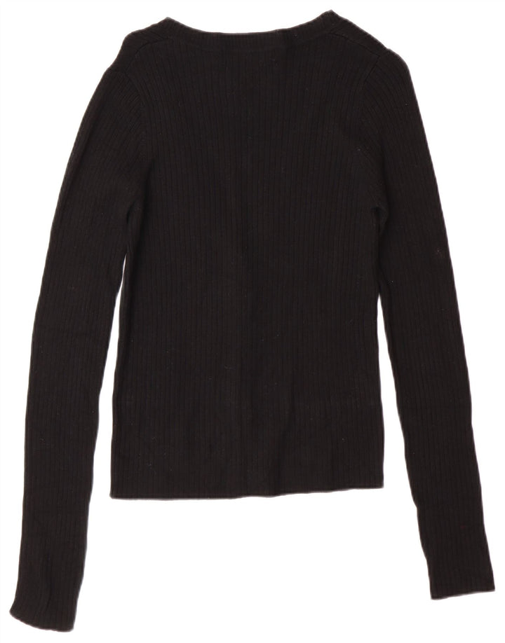 Zara Womens Cardigan Sweater UK 12 Medium Black Rayon