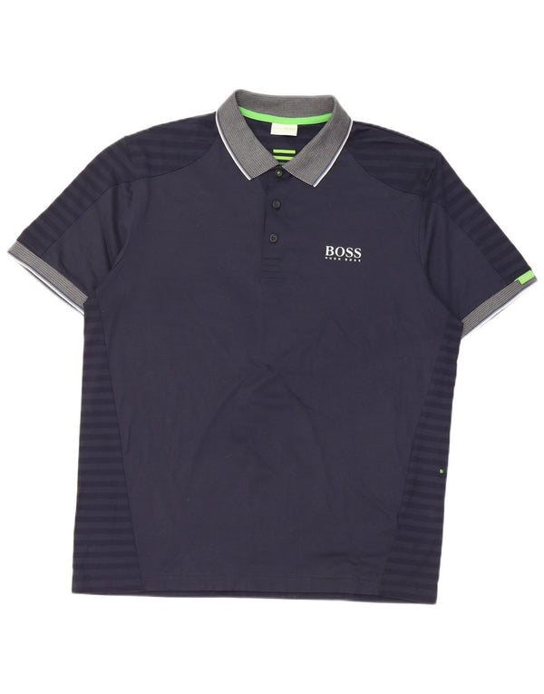 Cămașă polo pentru bărbați Hugo Boss Martin Kaymer XL, bumbac colorblock, albastru bleumarin