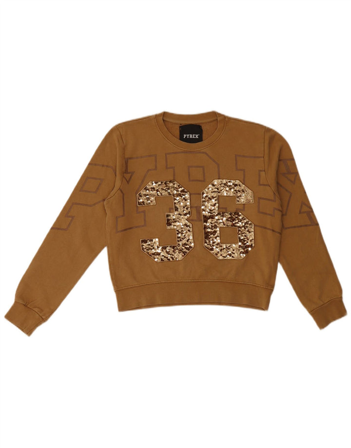 Felpa grafica da donna Pyrex Jumper UK 6 XS cotone marrone