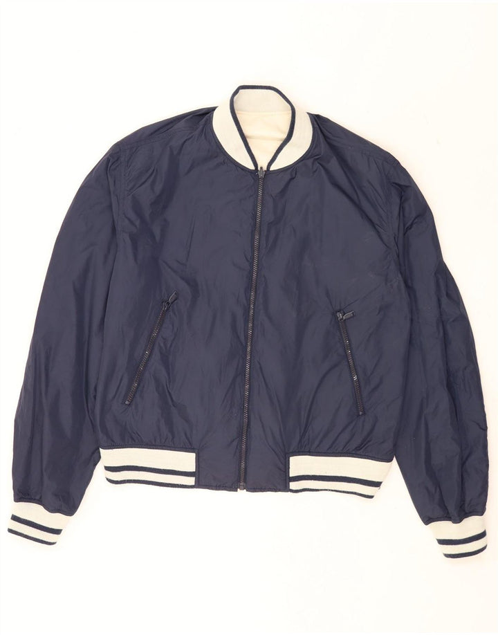 Gas Mens Reversible Bomber Jacket UK 40 Large Beige Colourblock Cotton