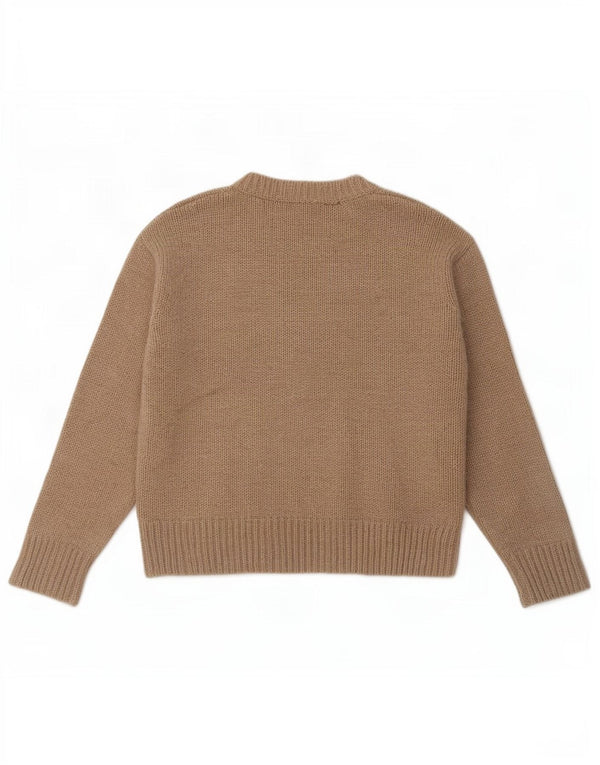 Zara Womens Oversized Crew Neck Jumper Sweater UK 10 Small Brown Polyester
