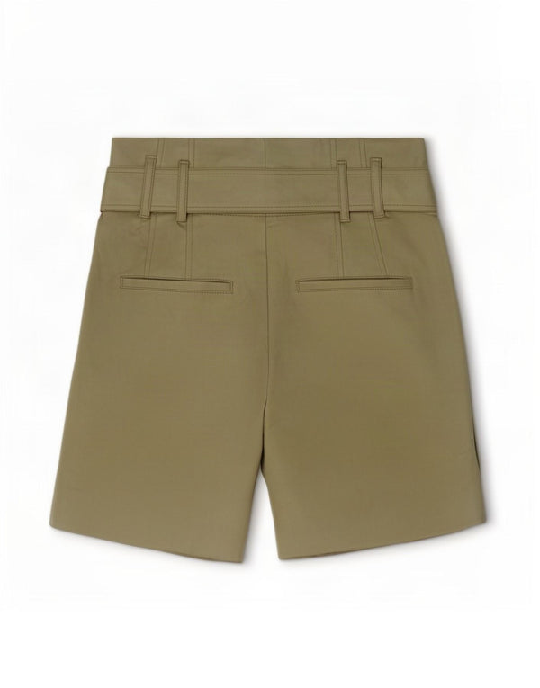 Pantaloncini Zara da donna a vita alta in ecopelle XS W24 poliestere kaki