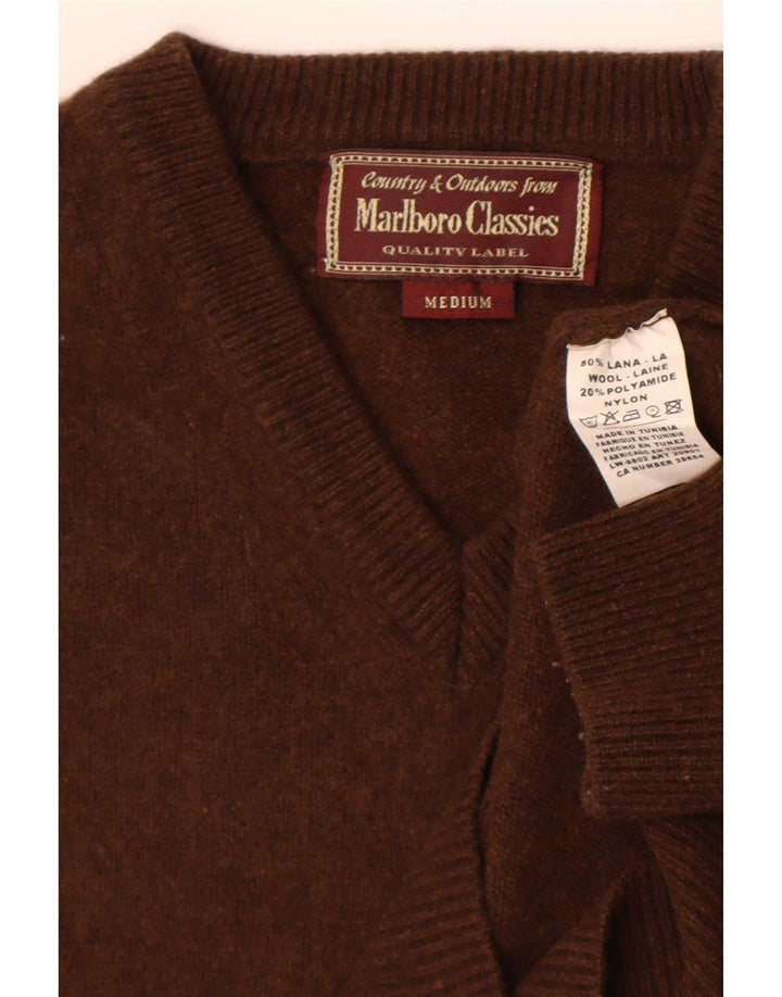 Marlboro Classics Maglione da uomo con scollo a V in lana marrone medio