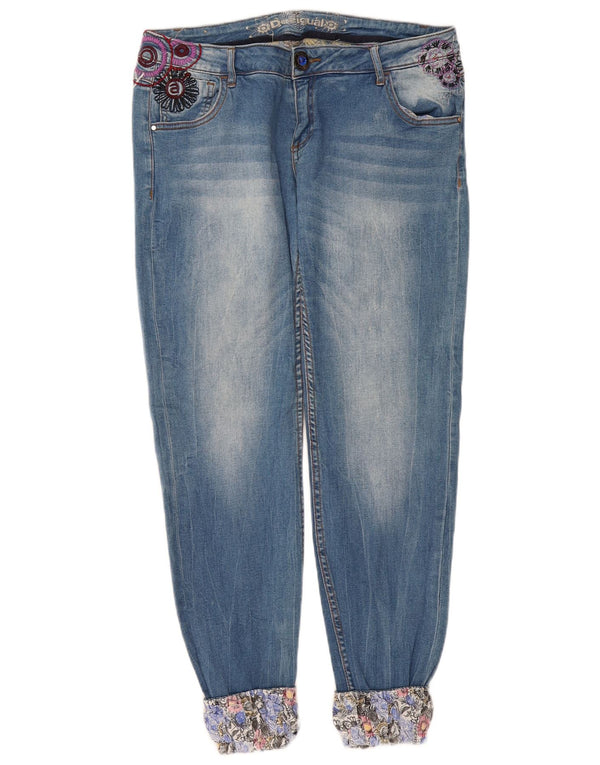 Desigual Womens Graphic Joggers Slim Jeans W34 L30 Blue Cotton