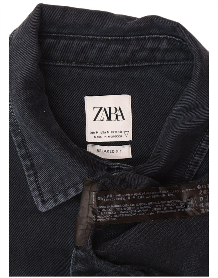 Zara Chemise En Jean Coupe Relax Homme Bleu Marine Moyen Coton