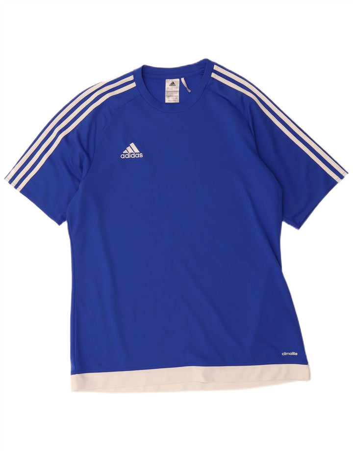 ADIDAS Mens Climalite T-Shirt Top Large Blue Colourblock Polyester