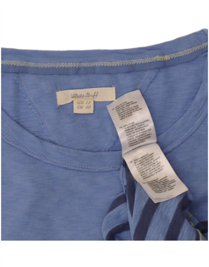 White Stuff Womens T-Shirt Top UK 12 Medium Blue Striped Cotton