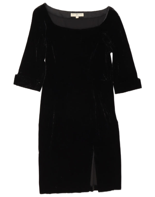 Blunauta Womens Velour 3/4 Sleeve Sheath Dress IT 44 Medium Black Viscose
