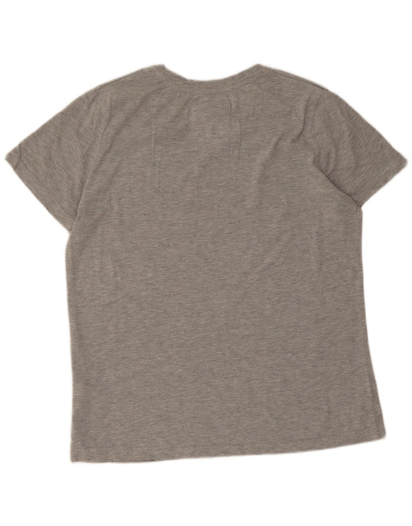 Superdry Damen Grafik-T-Shirt-Oberteil UK 14 Large Grau Baumwolle