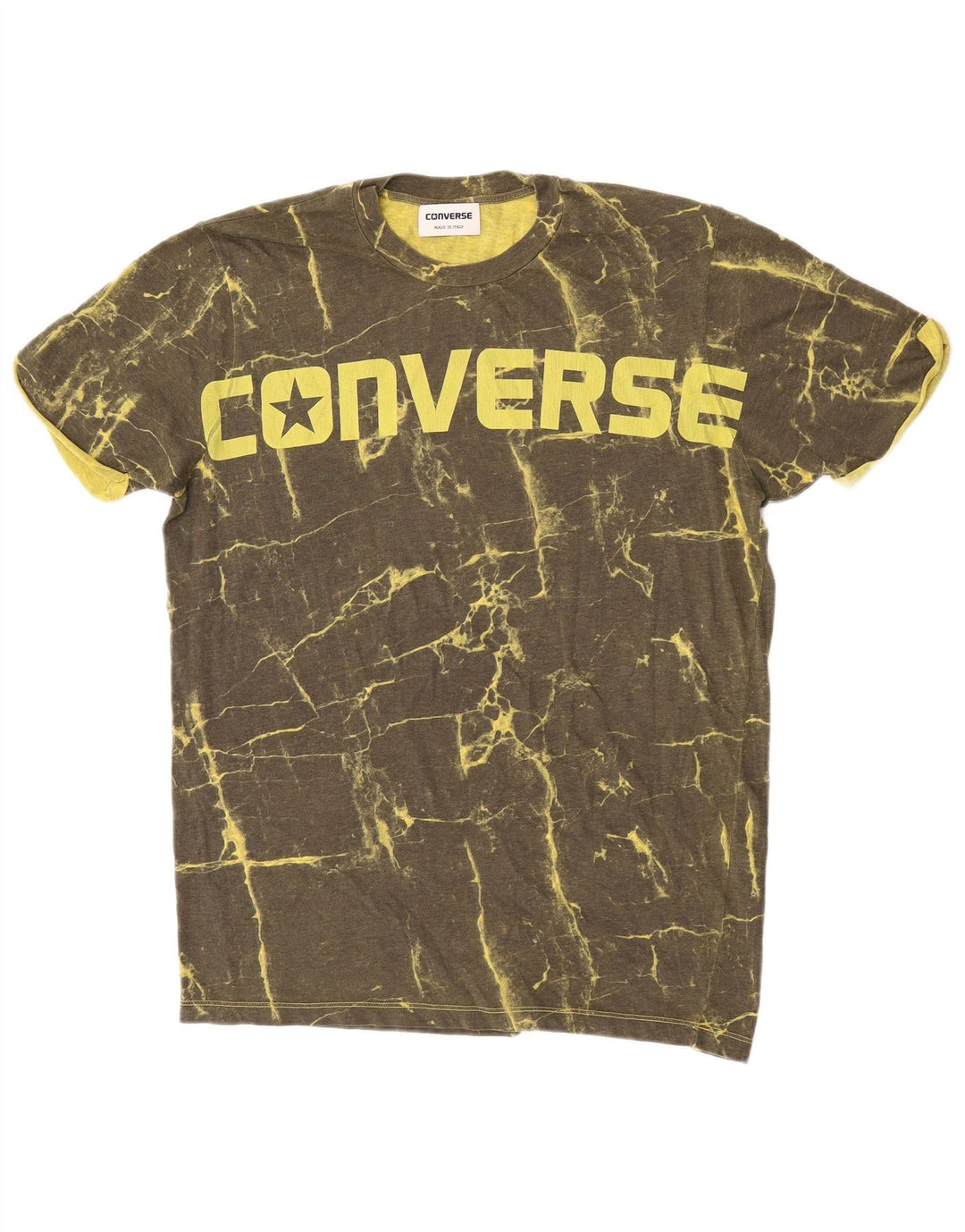 Tricou grafic Converse pentru bărbați cu model abstract Top mare din bumbac kaki