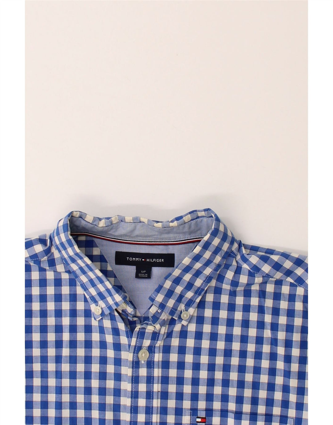 TOMMY HILFIGER Mens Shirt Small Blue Gingham Cotton Vintage Tommy Hilfiger and Second-Hand Tommy Hilfiger from Messina Hembry 