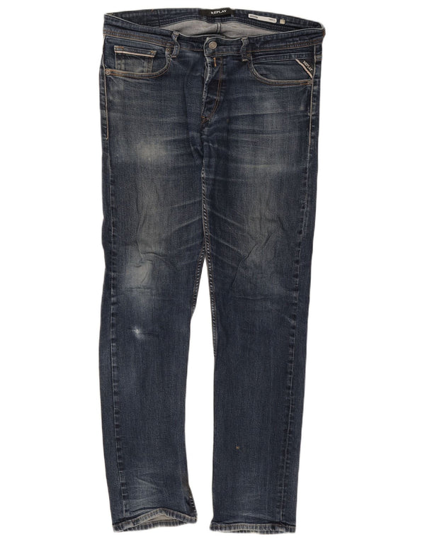 Replay Jeans dritti Grover da uomo W34 L31 Blu