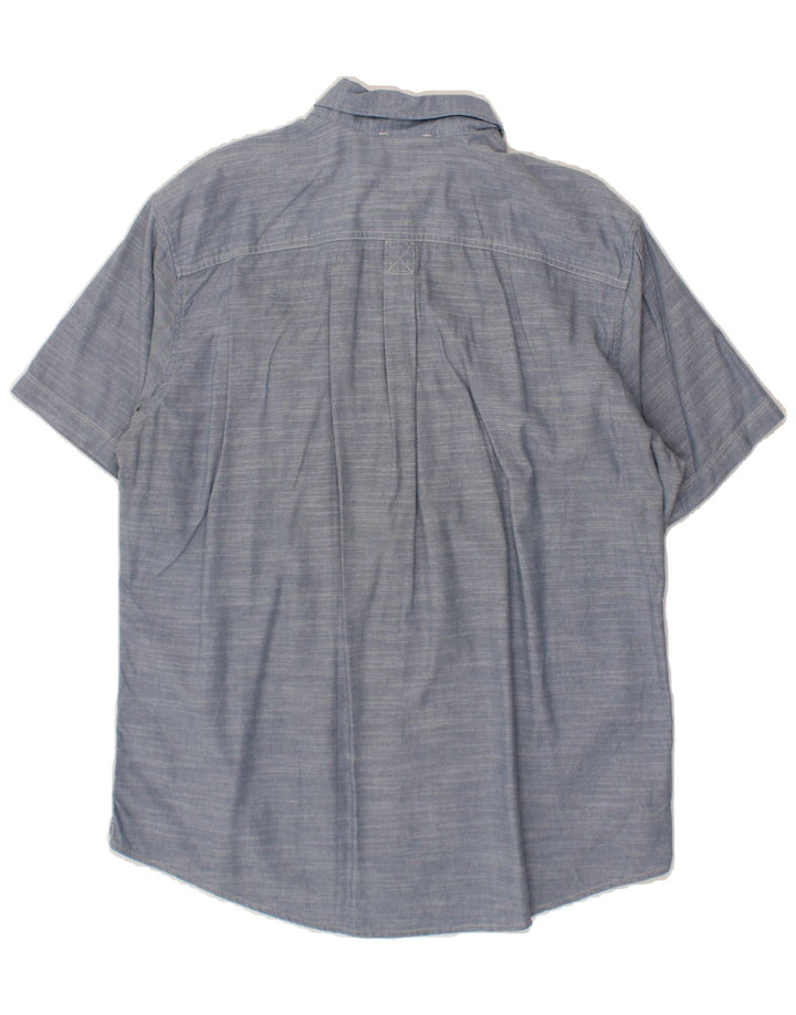 EDDIE BAUER Mens Short Sleeve Shirt Large Blue Cotton Vintage Eddie Bauer and Second-Hand Eddie Bauer from Messina Hembry 