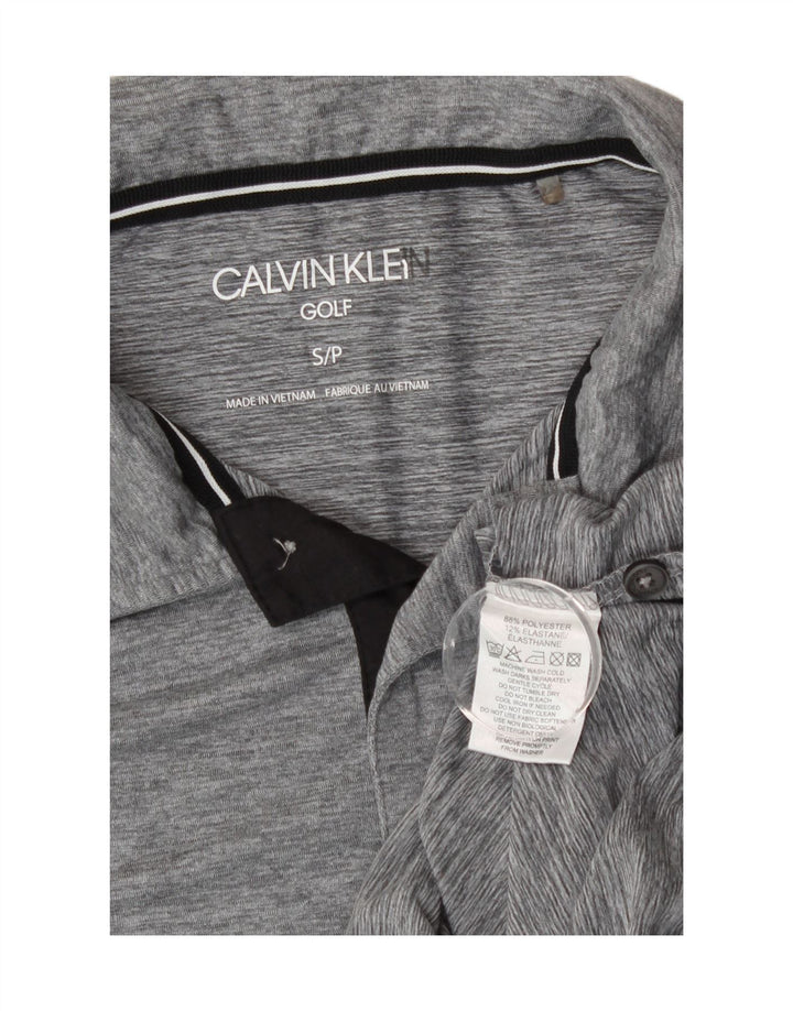 Calvin Klein Mens Golf Polo Shirt Small Grey Flecked Polyester