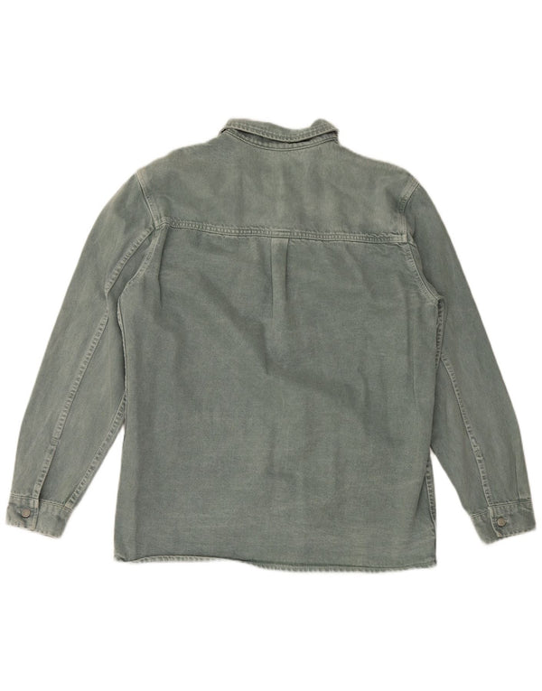 Camicia in denim vestibilità comoda da uomo Zara XL in cotone verde
