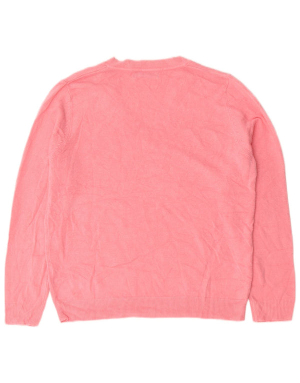 Marks & Spencer Womens V-Neck Jumper Sweater UK 14 Medium Pink Acrylic