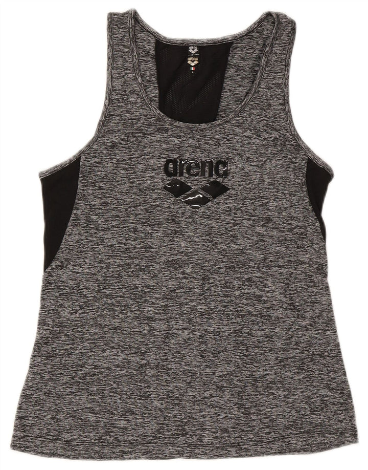 ARENA Womens Graphic Vest Top UK 14 Large Grey Flecked Polyester