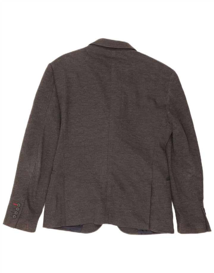 Zara Mens 2 Button Blazer Jacket EU 48 Medium Grey Polyester