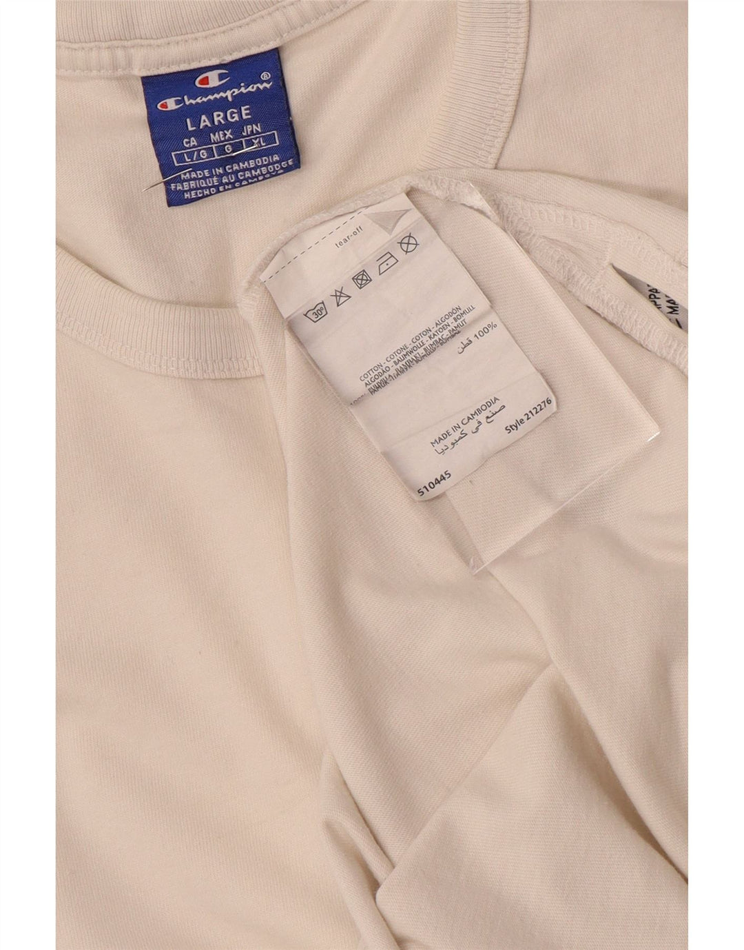 CHAMPION Herre Grafisk T-Shirt Top Stor Hvid Bomuld