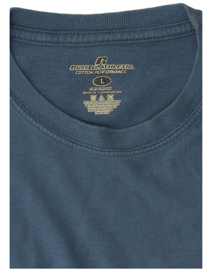 T-shirt da uomo Russell Athletic Top grande in cotone blu