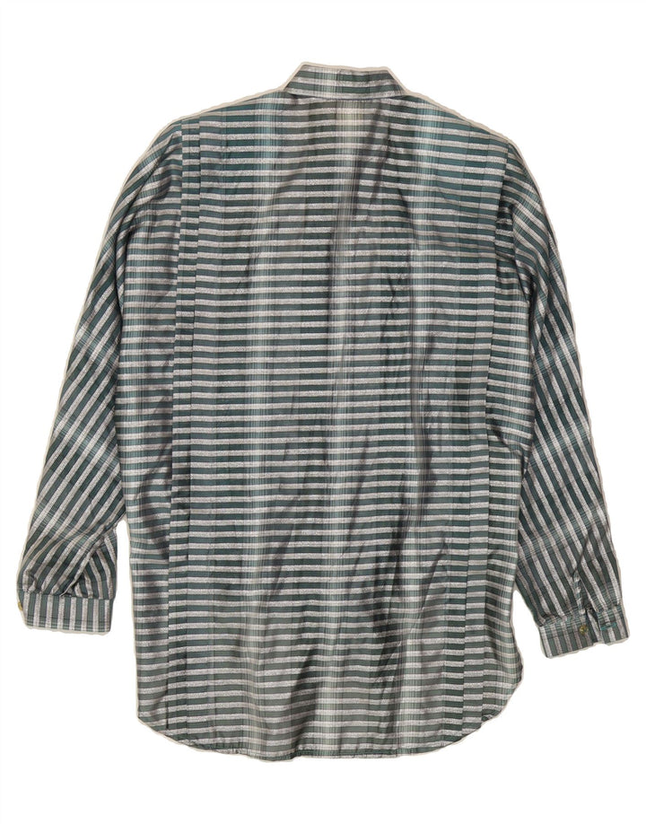 VINTAGE Womens Oversized Front Tie Shirt Blouse IT 46 Large Green Striped Vintage Vintage and Second-Hand Vintage from Messina Hembry 