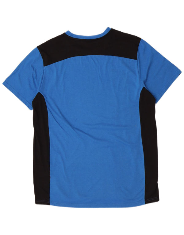 Puma Homme Graphic T-Shirt Top Large Bleu Colorblock Polyester Sports