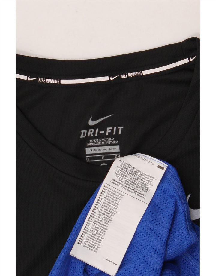 NIKE Mens Dri Fit T-Shirt Top Small Black Colourblock Polyester