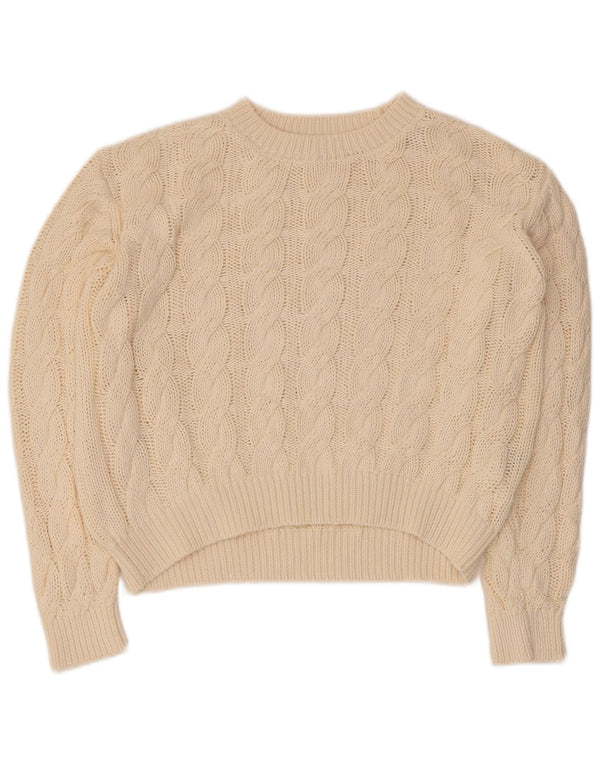 Vintage damski sweter oversize z okrągłym dekoltem UK 10 Small Off White