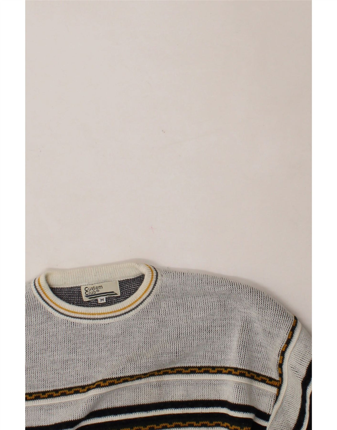 VINTAGE Mens Crew Neck Jumper Sweater Medium Grey Fair Isle Acrylic Vintage Vintage and Second-Hand Vintage from Messina Hembry 