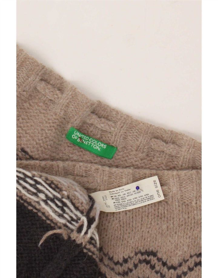 Benetton Womens Knit Midi Skirt One Size Brown Geometric Wool Ethnic