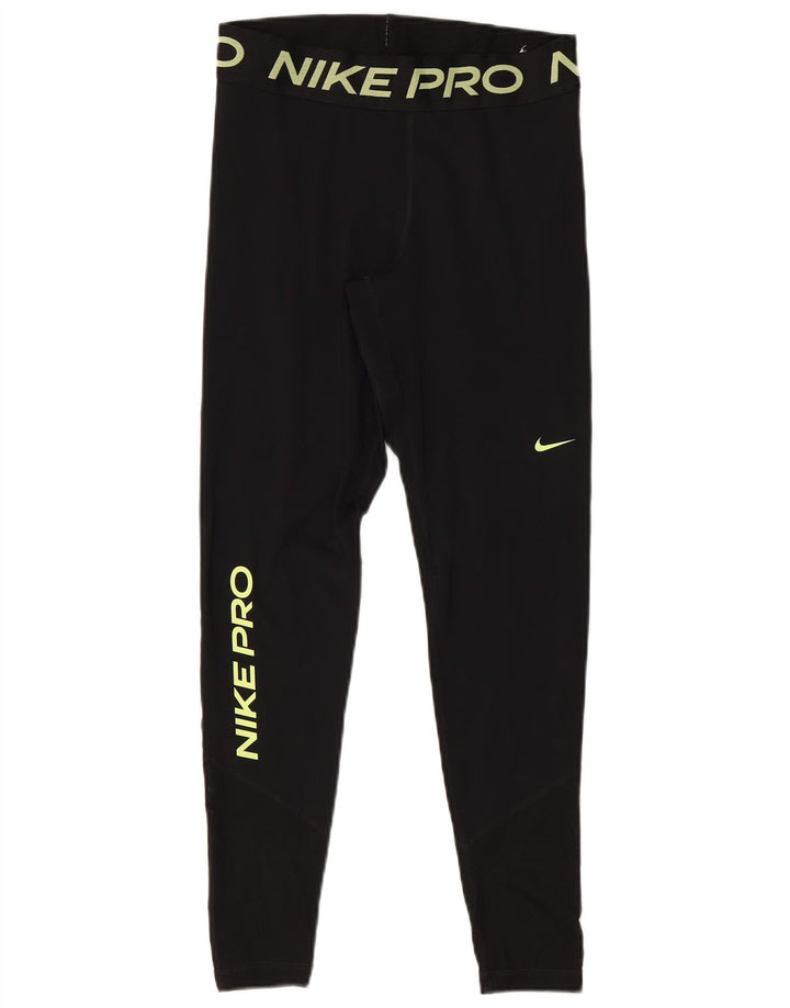 Nike Womens Dri Fit Graphic Leggings UK 12 Medium Black Polyester