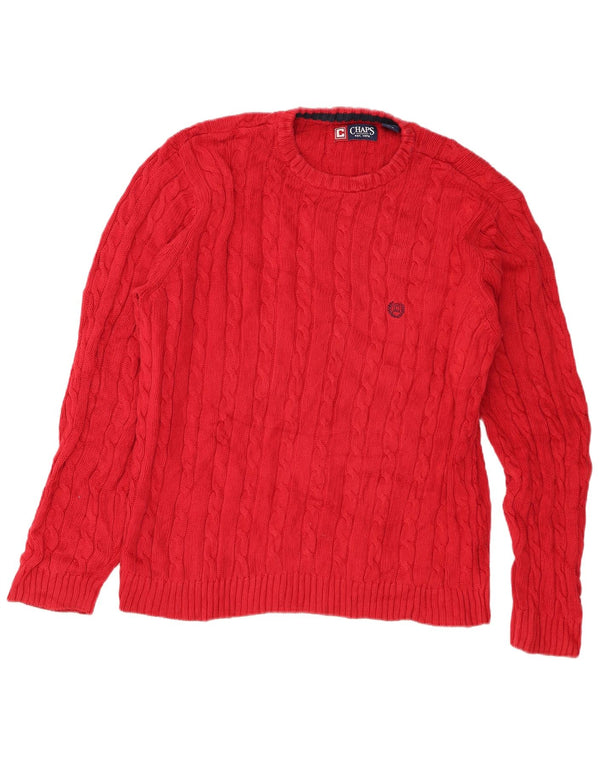 Chaps Mens Crew Neck Jumper Sweater Large Red Cotton