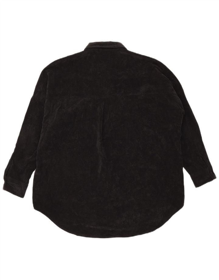 Zara Dame Oversized Corduroy Skjorte UK 6 XS Sort Polyester