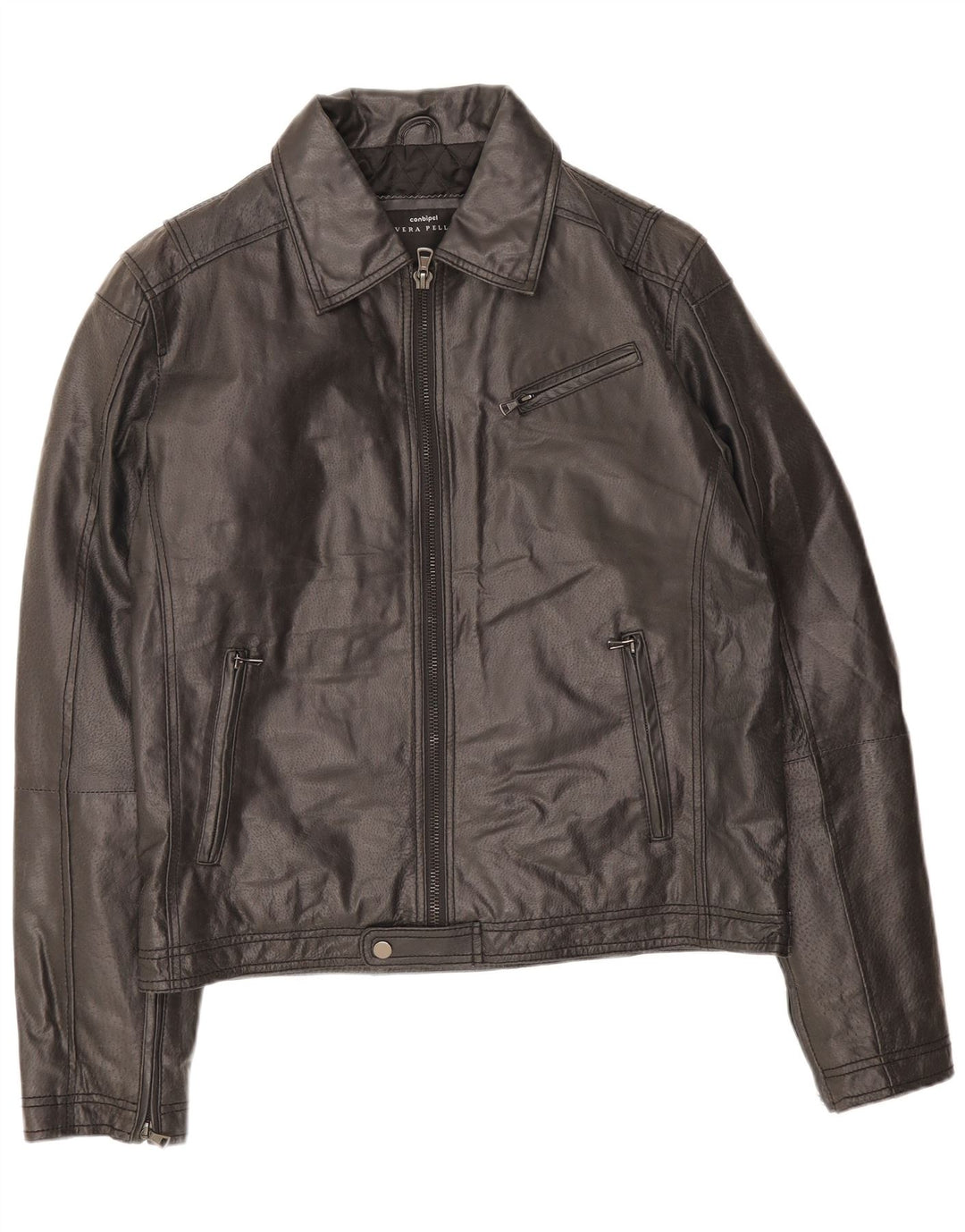 Conbipel Mens Leather Jacket IT 52 Large Black Leather