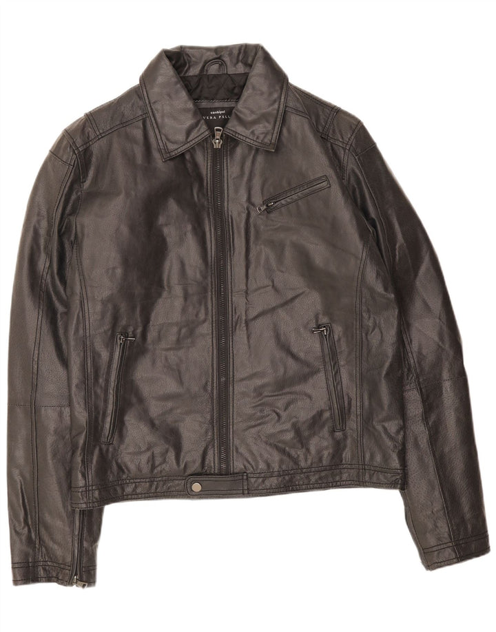 Conbipel Mens Leather Jacket IT 52 Large Black Leather