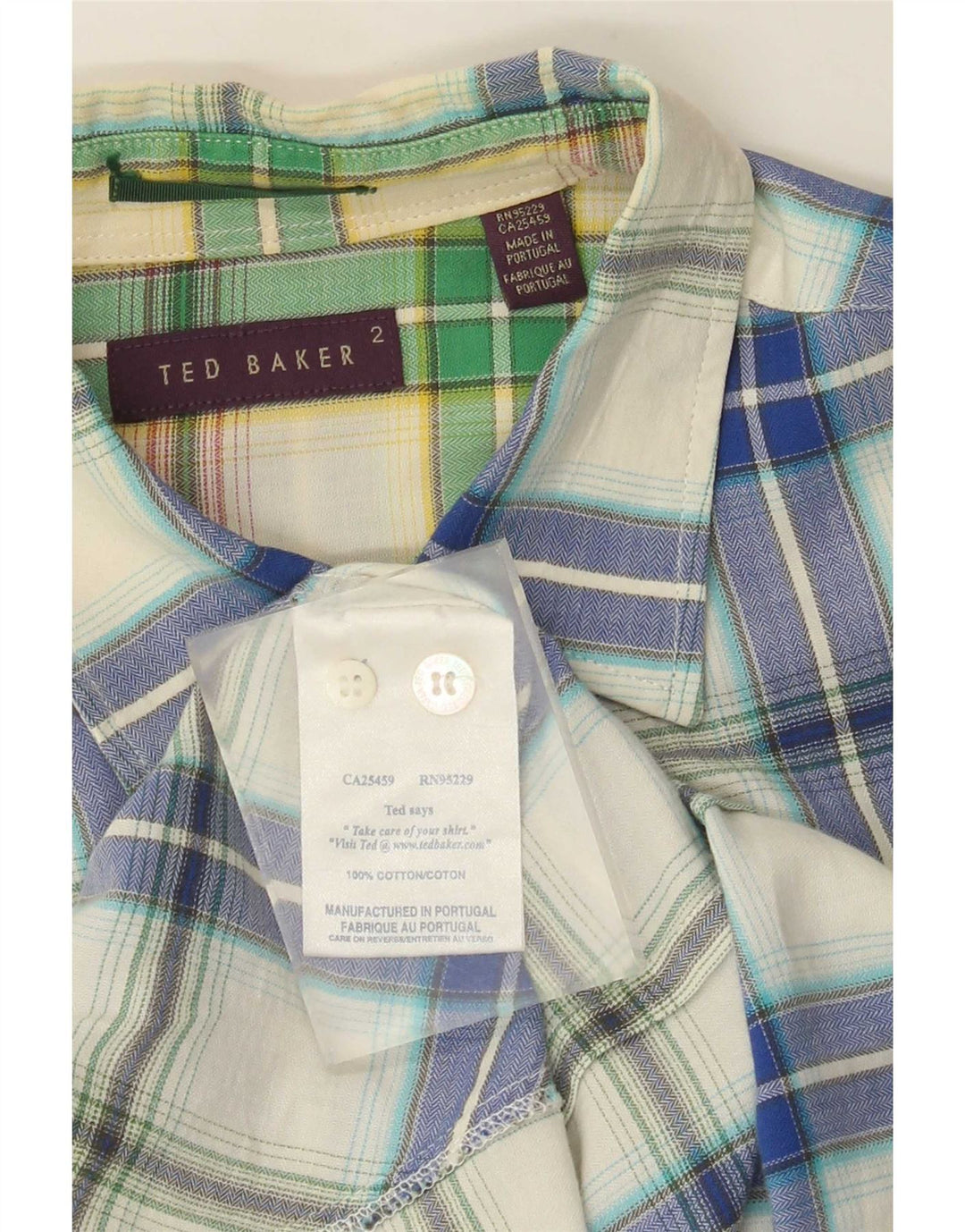 Ted Baker Ανδρικό πουκάμισο φανελένιο νούμερο 2 Μικρό Μπλε καρό βαμβακερό