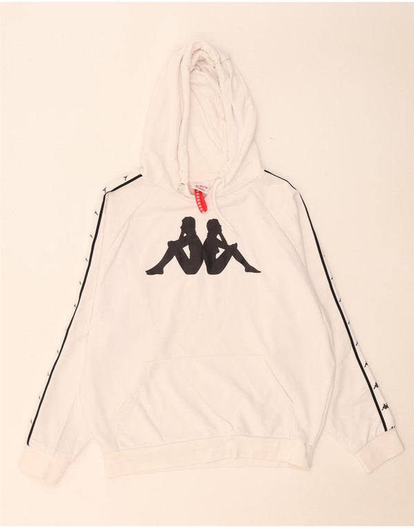 Kappa Mens Graphic Hoodie Jumper XS Algodão Branco