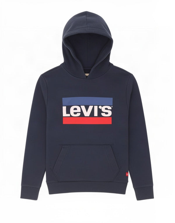Levi's Boys Graphic Hoodie Jumper 13-14 Years Navy Blue Colourblock Cotton