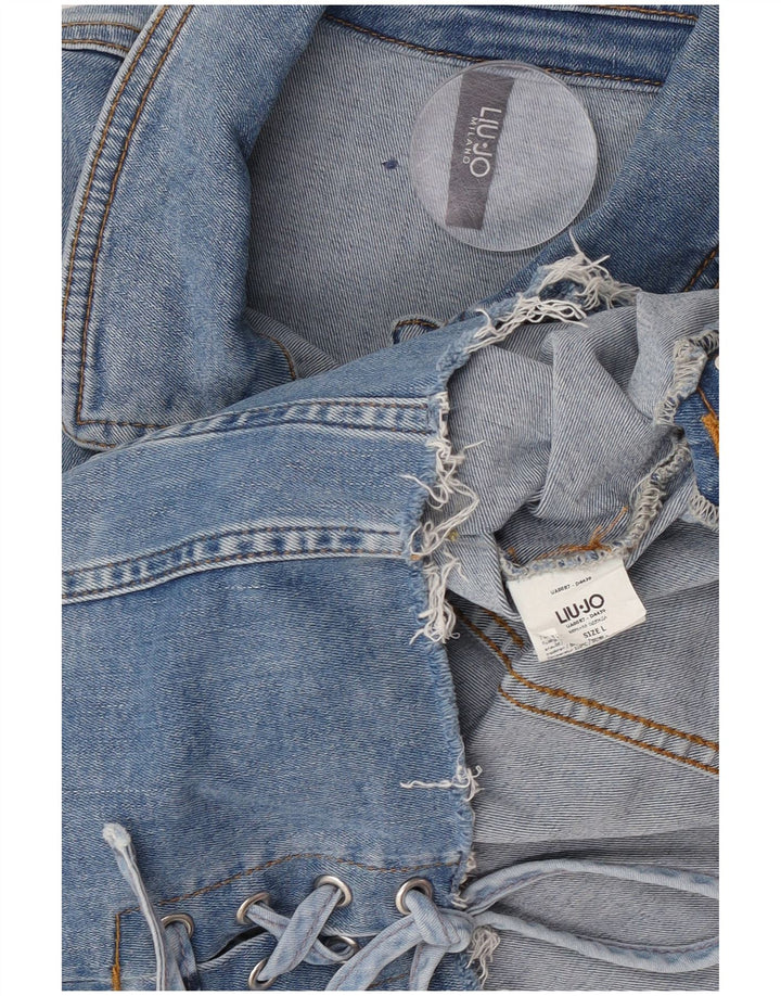Liu Jo Damen Crop Denim Jacke UK 14 Large Blau